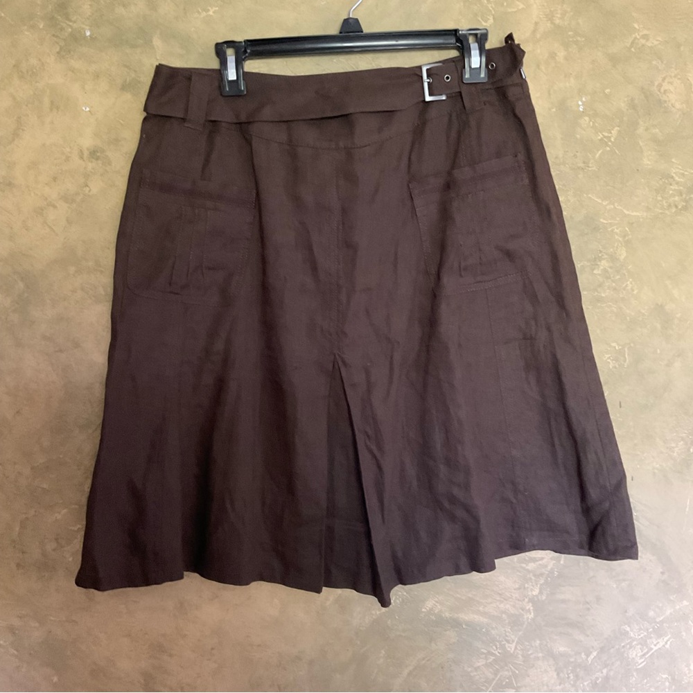 Mexx Linen Belted Pleated A-Line Skirt